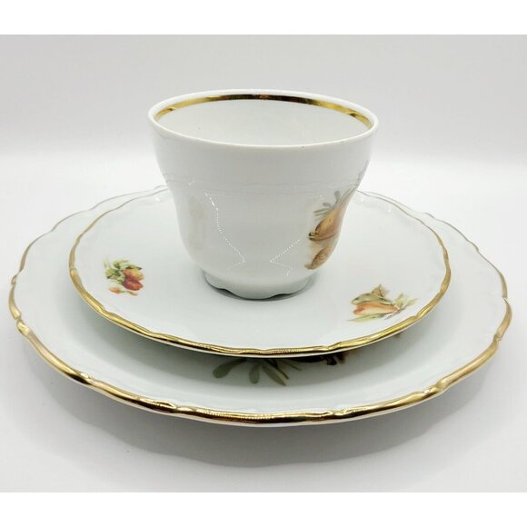 Schumann Arzberg Porcelain Tea Cup & Saucer& Dessert Plate Set Pear Design VTG - Picture 4 of 16